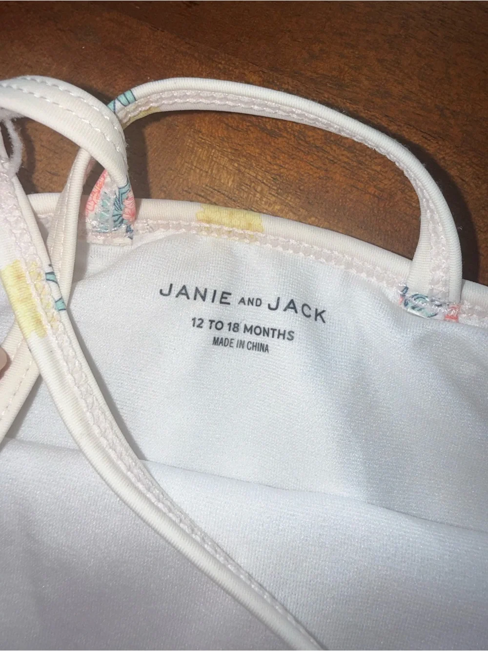 Janie and Jack Cream One-Piece Swimsuit with Pink and Yellow Pineapple Print‎
